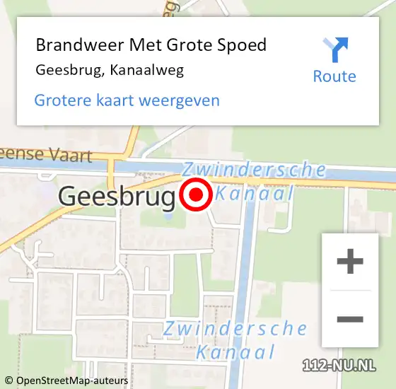 Locatie op kaart van de 112 melding: Brandweer Met Grote Spoed Naar Geesbrug, Kanaalweg op 21 maart 2015 20:13