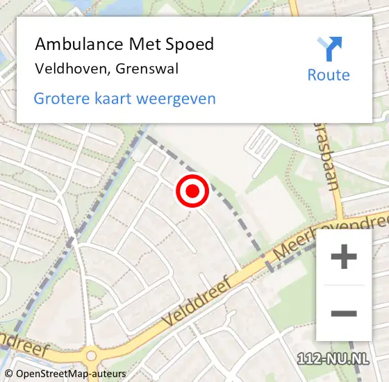 Locatie op kaart van de 112 melding: Ambulance Met Spoed Naar Veldhoven, Grenswal op 21 maart 2015 21:43