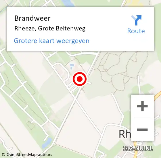 Locatie op kaart van de 112 melding: Brandweer Rheeze, Grote Beltenweg op 21 maart 2015 22:28
