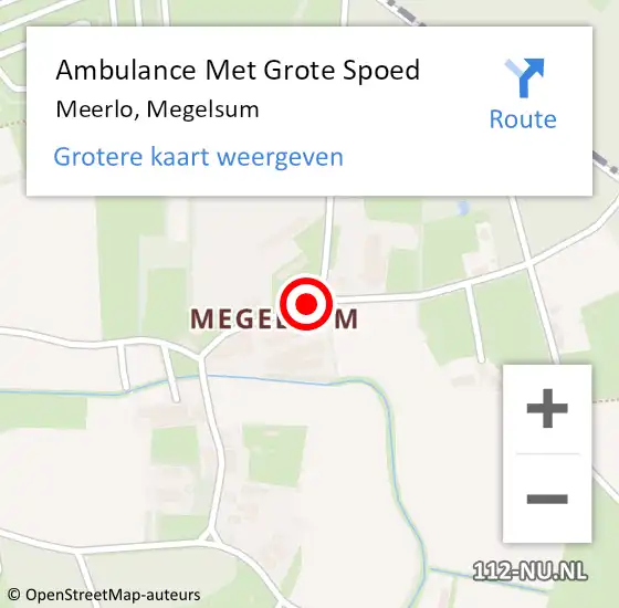 Locatie op kaart van de 112 melding: Ambulance Met Grote Spoed Naar Meerlo, Megelsum op 21 maart 2015 23:04