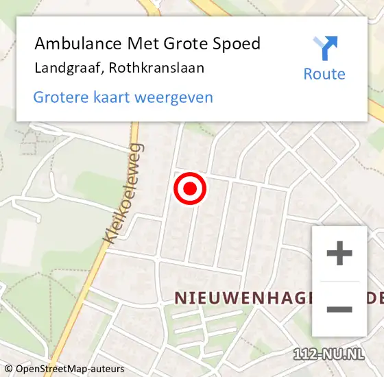 Locatie op kaart van de 112 melding: Ambulance Met Grote Spoed Naar Landgraaf, Rothkranslaan op 2 november 2013 13:27