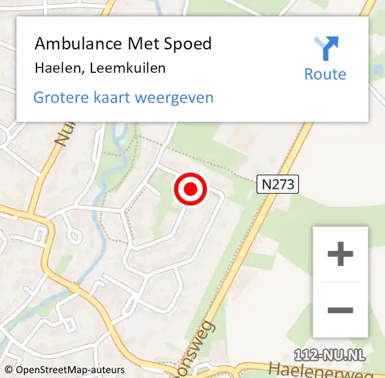 Locatie op kaart van de 112 melding: Ambulance Met Spoed Naar Haelen, Leemkuilen op 22 maart 2015 00:35