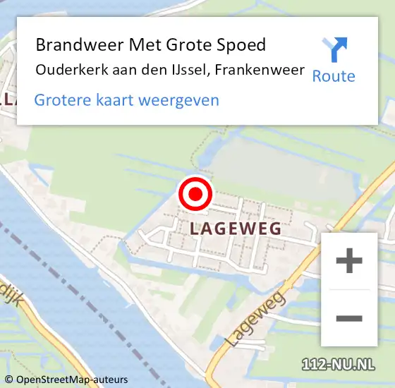 Locatie op kaart van de 112 melding: Brandweer Met Grote Spoed Naar Ouderkerk aan den IJssel, Frankenweer op 2 november 2013 13:30