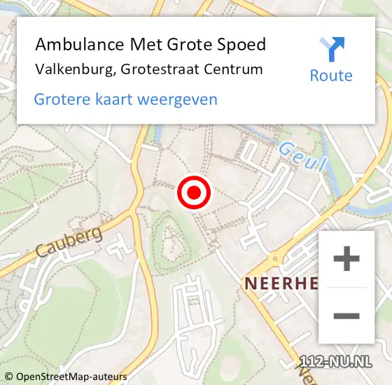 Locatie op kaart van de 112 melding: Ambulance Met Grote Spoed Naar Valkenburg, Grotestraat Centrum op 22 maart 2015 01:18