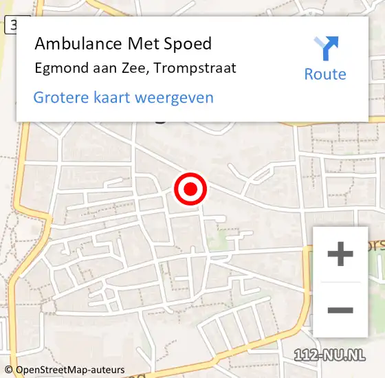 Locatie op kaart van de 112 melding: Ambulance Met Spoed Naar Egmond aan Zee, Trompstraat op 22 maart 2015 02:10