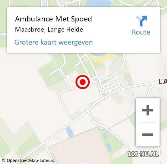 Locatie op kaart van de 112 melding: Ambulance Met Spoed Naar Maasbree, Lange Heide op 22 maart 2015 02:28