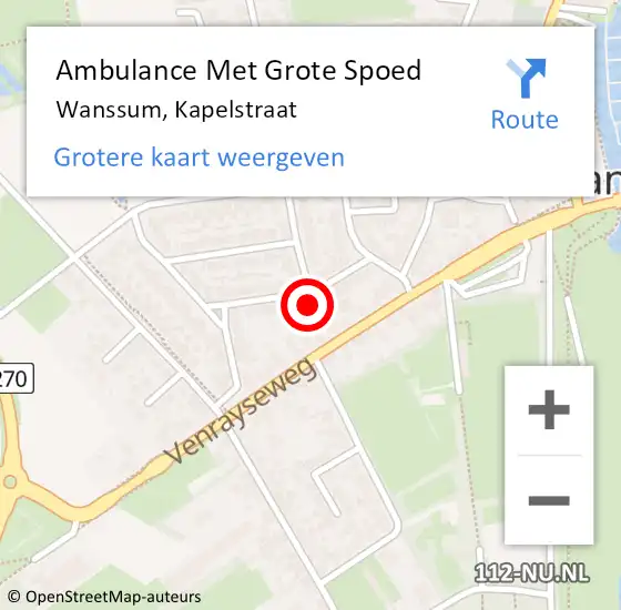 Locatie op kaart van de 112 melding: Ambulance Met Grote Spoed Naar Wanssum, Kapelstraat op 22 maart 2015 02:36