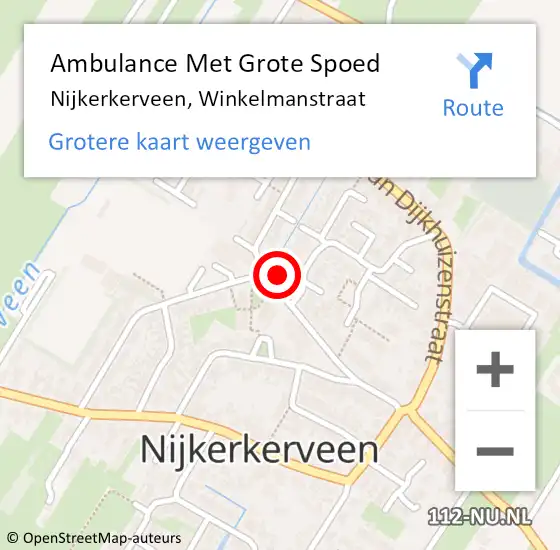 Locatie op kaart van de 112 melding: Ambulance Met Grote Spoed Naar Nijkerkerveen, Winkelmanstraat op 22 maart 2015 03:06