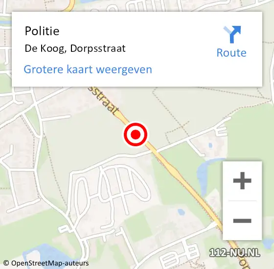Locatie op kaart van de 112 melding: Politie De Koog, Dorpsstraat op 22 maart 2015 03:56