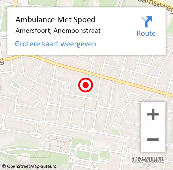 Locatie op kaart van de 112 melding: Ambulance Met Spoed Naar Amersfoort, Anemoonstraat op 22 maart 2015 06:39