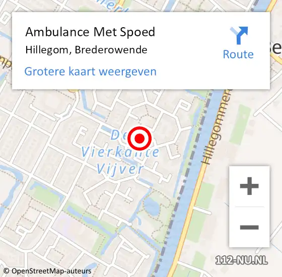 Locatie op kaart van de 112 melding: Ambulance Met Spoed Naar Hillegom, Brederowende op 2 november 2013 13:47