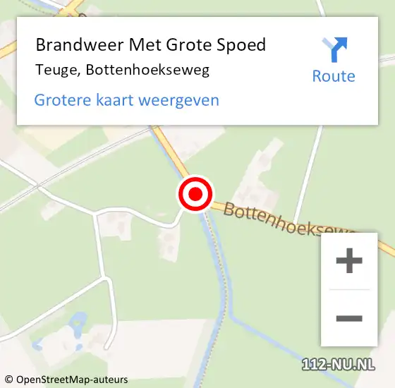 Locatie op kaart van de 112 melding: Brandweer Met Grote Spoed Naar Teuge, Bottenhoekseweg op 22 maart 2015 08:30