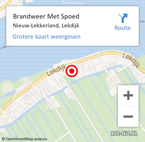 Locatie op kaart van de 112 melding: Brandweer Met Spoed Naar Nieuw-Lekkerland, Lekdijk op 22 maart 2015 08:31