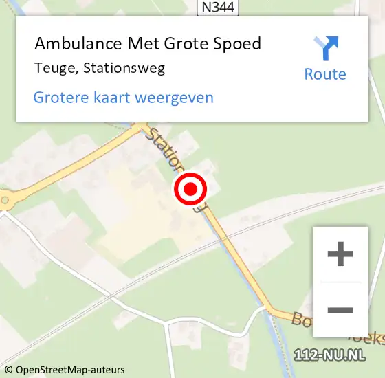 Locatie op kaart van de 112 melding: Ambulance Met Grote Spoed Naar Teuge, Stationsweg op 22 maart 2015 08:34