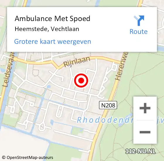 Locatie op kaart van de 112 melding: Ambulance Met Spoed Naar Heemstede, Vechtlaan op 22 maart 2015 09:08