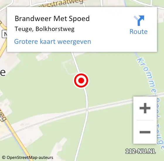 Locatie op kaart van de 112 melding: Brandweer Met Spoed Naar Teuge, Bolkhorstweg op 22 maart 2015 09:33