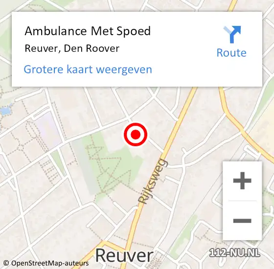 Locatie op kaart van de 112 melding: Ambulance Met Spoed Naar Reuver, Den Roover op 22 maart 2015 09:41