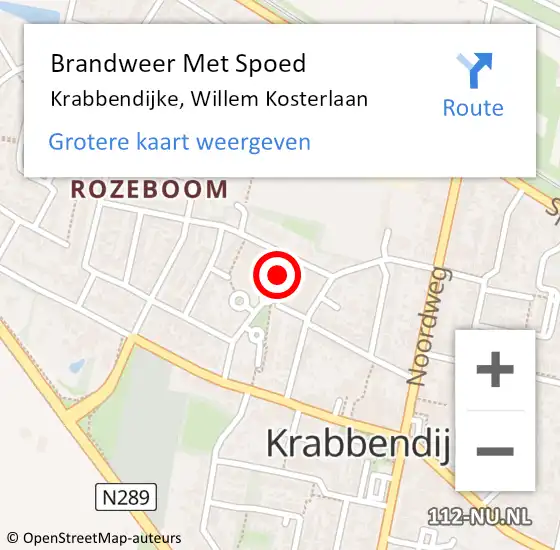 Locatie op kaart van de 112 melding: Brandweer Met Spoed Naar Krabbendijke, Willem Kosterlaan op 22 maart 2015 09:57