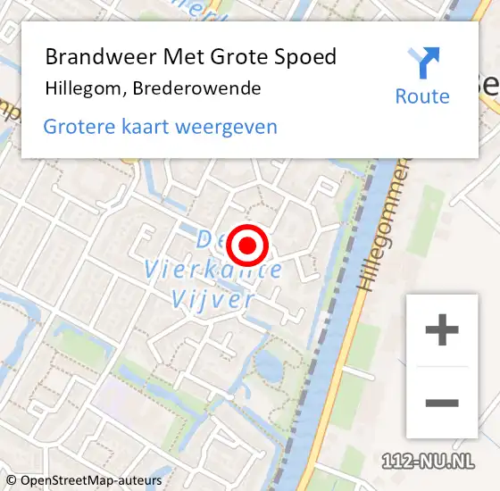 Locatie op kaart van de 112 melding: Brandweer Met Grote Spoed Naar Hillegom, Brederowende op 2 november 2013 13:56