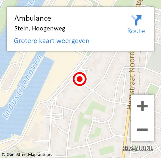 Locatie op kaart van de 112 melding: Ambulance Stein, Hoogenweg op 22 maart 2015 10:27