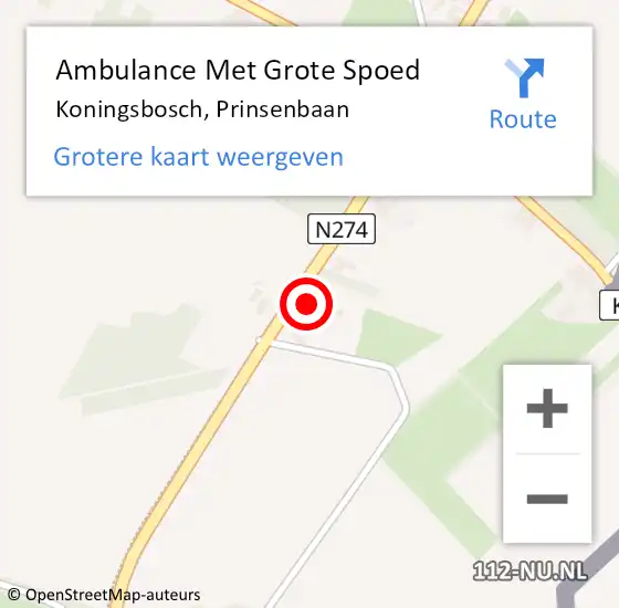 Locatie op kaart van de 112 melding: Ambulance Met Grote Spoed Naar Koningsbosch, Prinsenbaan op 22 maart 2015 11:03