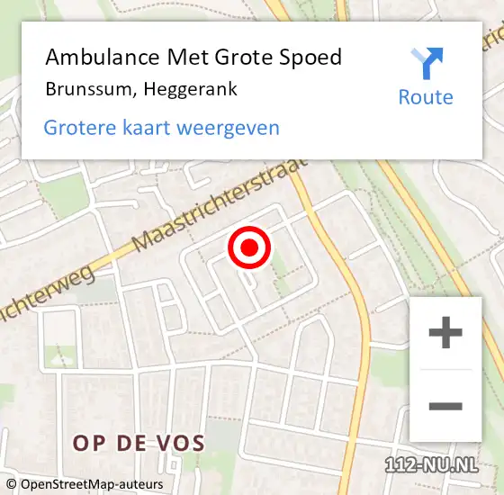 Locatie op kaart van de 112 melding: Ambulance Met Grote Spoed Naar Brunssum, Heggerank op 22 maart 2015 12:02