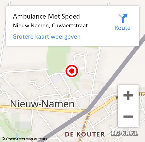 Locatie op kaart van de 112 melding: Ambulance Met Spoed Naar Nieuw Namen, Cuwaertstraat op 22 maart 2015 12:18