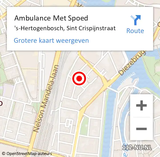 Locatie op kaart van de 112 melding: Ambulance Met Spoed Naar 's-Hertogenbosch, Sint Crispijnstraat op 22 maart 2015 12:59