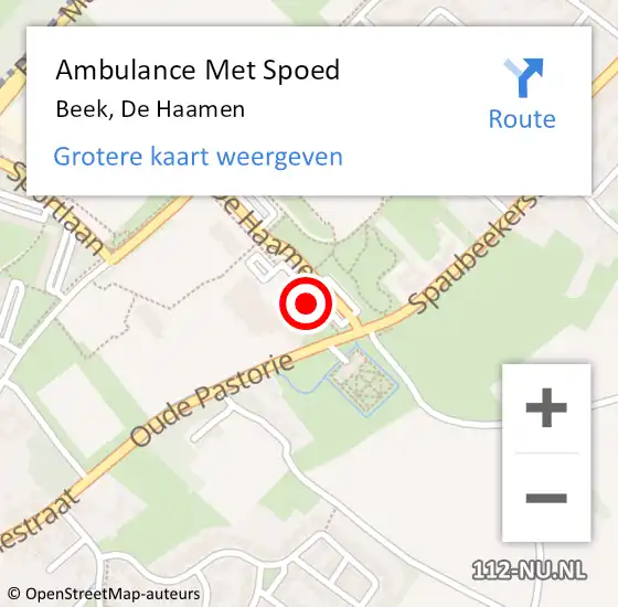 Locatie op kaart van de 112 melding: Ambulance Met Spoed Naar Beek, De Haamen op 22 maart 2015 13:24