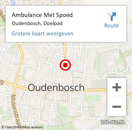 Locatie op kaart van de 112 melding: Ambulance Met Spoed Naar Oudenbosch, Doelpad op 22 maart 2015 13:39