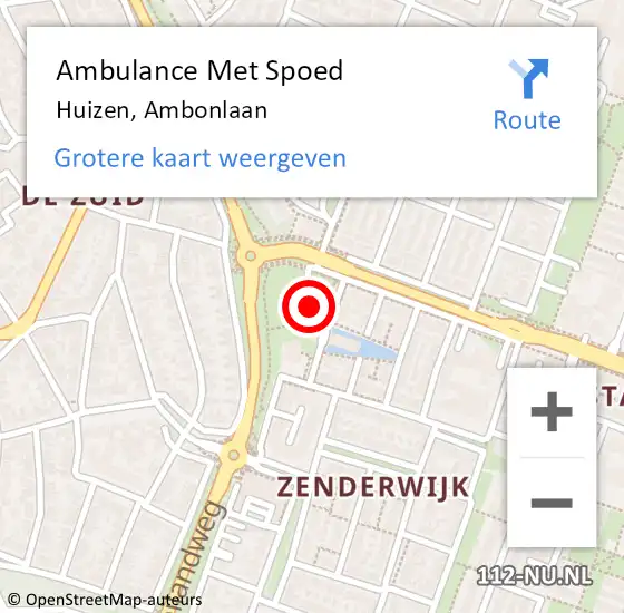 Locatie op kaart van de 112 melding: Ambulance Met Spoed Naar Huizen, Ambonlaan op 22 maart 2015 13:41