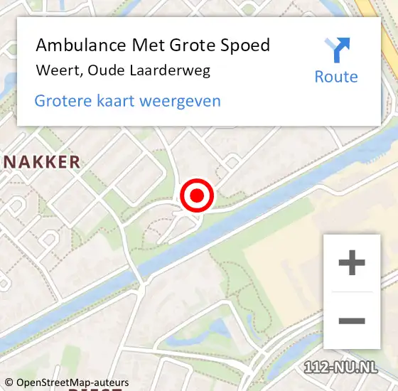 Locatie op kaart van de 112 melding: Ambulance Met Grote Spoed Naar Weert, Oude Laarderweg op 22 maart 2015 19:04