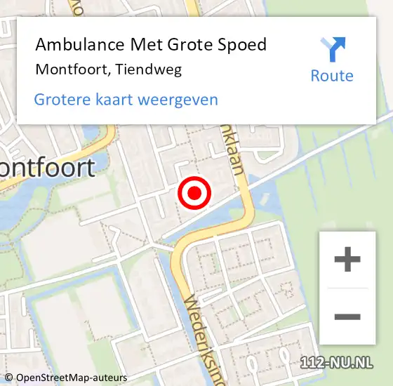 Locatie op kaart van de 112 melding: Ambulance Met Grote Spoed Naar Montfoort, Tiendweg op 22 maart 2015 22:51