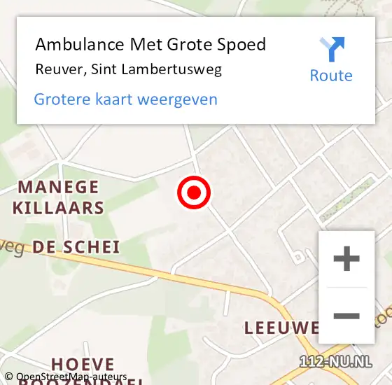 Locatie op kaart van de 112 melding: Ambulance Met Grote Spoed Naar Reuver, Sint Lambertusweg op 23 maart 2015 00:06