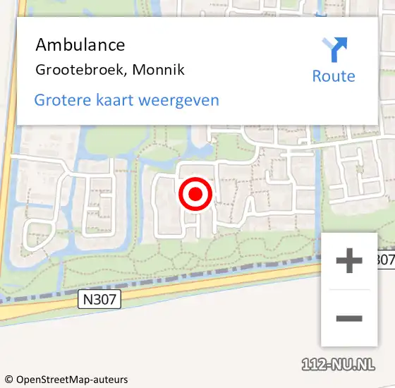 Locatie op kaart van de 112 melding: Ambulance Grootebroek, Monnik op 23 maart 2015 01:37