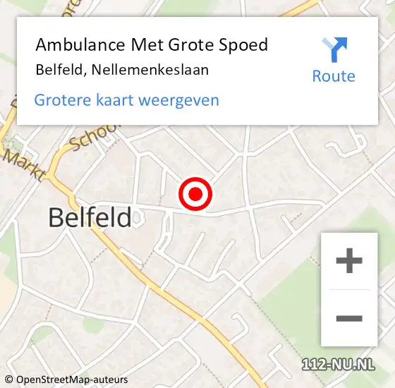 Locatie op kaart van de 112 melding: Ambulance Met Grote Spoed Naar Belfeld, Nellemenkeslaan op 23 maart 2015 01:42