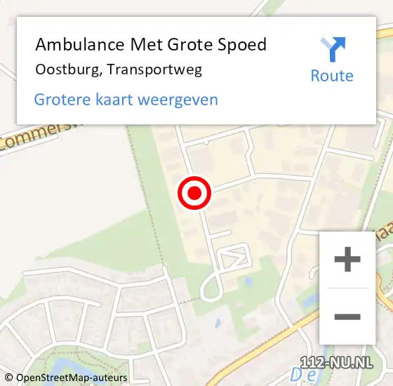 Locatie op kaart van de 112 melding: Ambulance Met Grote Spoed Naar Oostburg, Transportweg op 23 maart 2015 02:10