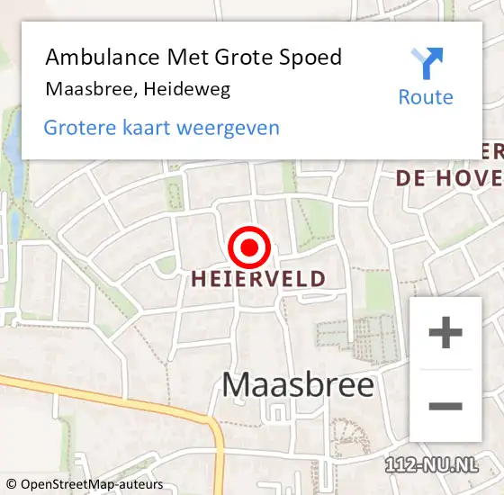 Locatie op kaart van de 112 melding: Ambulance Met Grote Spoed Naar Maasbree, Heideweg op 23 maart 2015 05:40