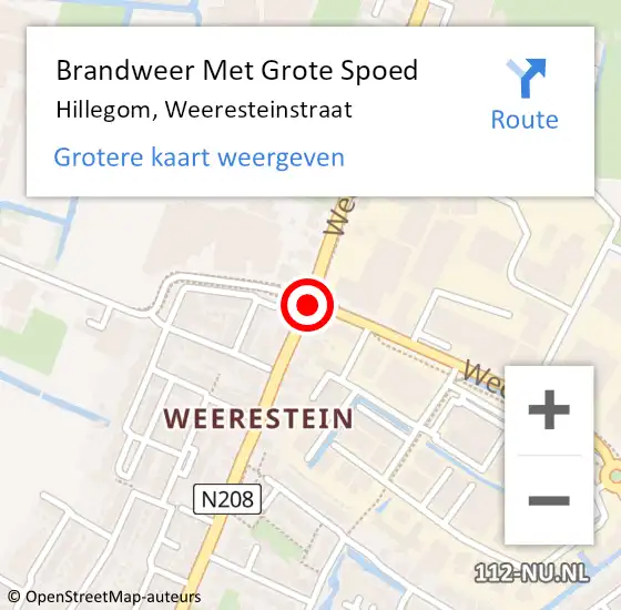 Locatie op kaart van de 112 melding: Brandweer Met Grote Spoed Naar Hillegom, Weeresteinstraat op 23 maart 2015 05:50