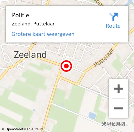 Locatie op kaart van de 112 melding: Politie Zeeland, Puttelaar op 23 maart 2015 07:30