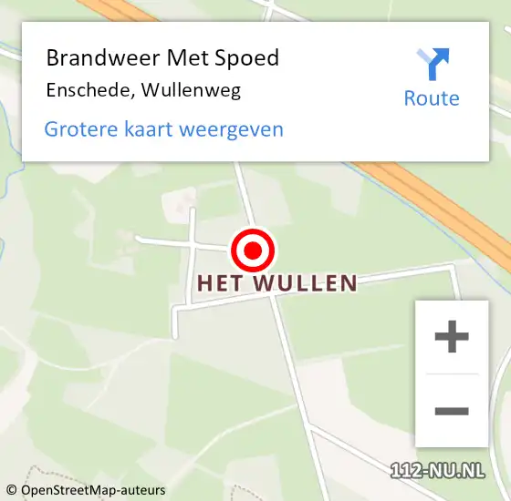 Locatie op kaart van de 112 melding: Brandweer Met Spoed Naar Enschede, Wullenweg op 23 maart 2015 07:36