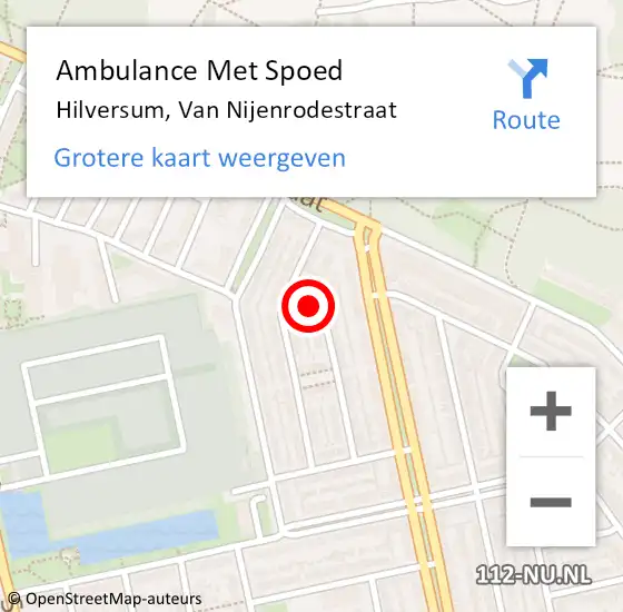 Locatie op kaart van de 112 melding: Ambulance Met Spoed Naar Hilversum, Van Nijenrodestraat op 23 maart 2015 08:28