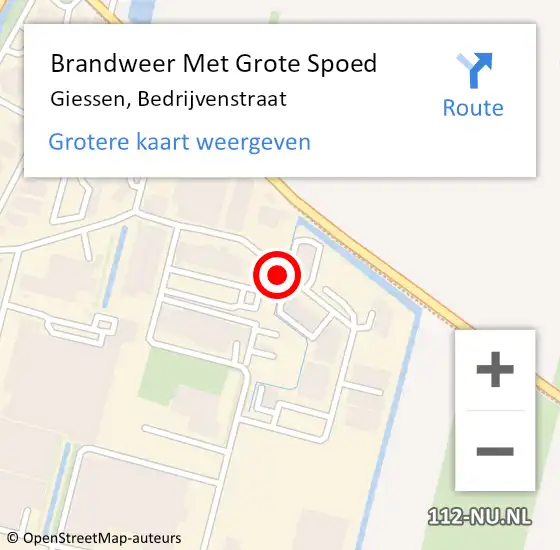 Locatie op kaart van de 112 melding: Brandweer Met Grote Spoed Naar Giessen, Transportstraat op 23 maart 2015 08:40