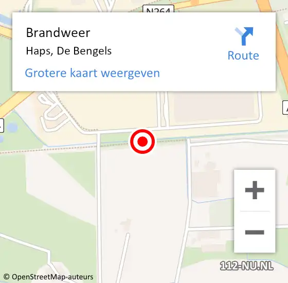 Locatie op kaart van de 112 melding: Brandweer Haps, De Bengels op 2 november 2013 15:05