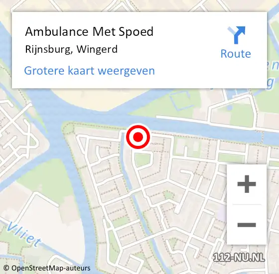 Locatie op kaart van de 112 melding: Ambulance Met Spoed Naar Rijnsburg, Wingerd op 23 maart 2015 09:23