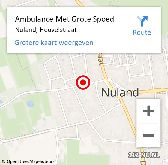 Locatie op kaart van de 112 melding: Ambulance Met Grote Spoed Naar Nuland, Heuvelstraat op 23 maart 2015 10:53