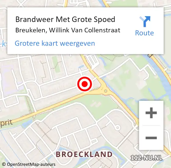 Locatie op kaart van de 112 melding: Brandweer Met Grote Spoed Naar Breukelen, Willink Van Collenstraat op 23 maart 2015 11:02