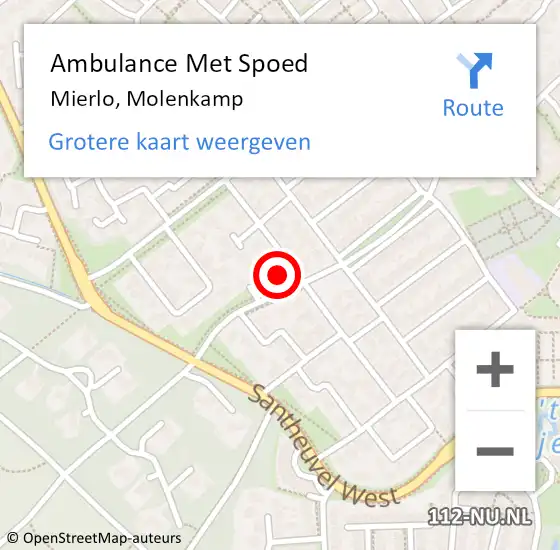 Locatie op kaart van de 112 melding: Ambulance Met Spoed Naar Mierlo, Molenkamp op 23 maart 2015 11:10