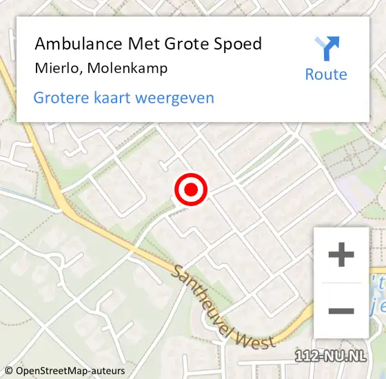 Locatie op kaart van de 112 melding: Ambulance Met Grote Spoed Naar Mierlo, Molenkamp op 23 maart 2015 11:14