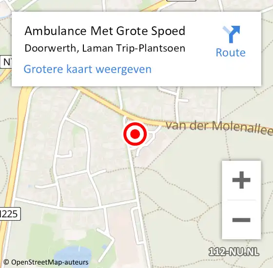 Locatie op kaart van de 112 melding: Ambulance Met Grote Spoed Naar Doorwerth, Laman Trip-Plantsoen op 2 november 2013 15:14